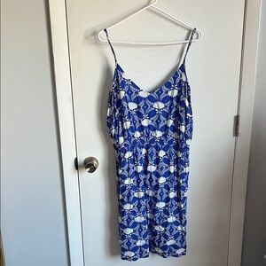 Old Navy Blue and White Floral Spaghetti Strap Mini Dress